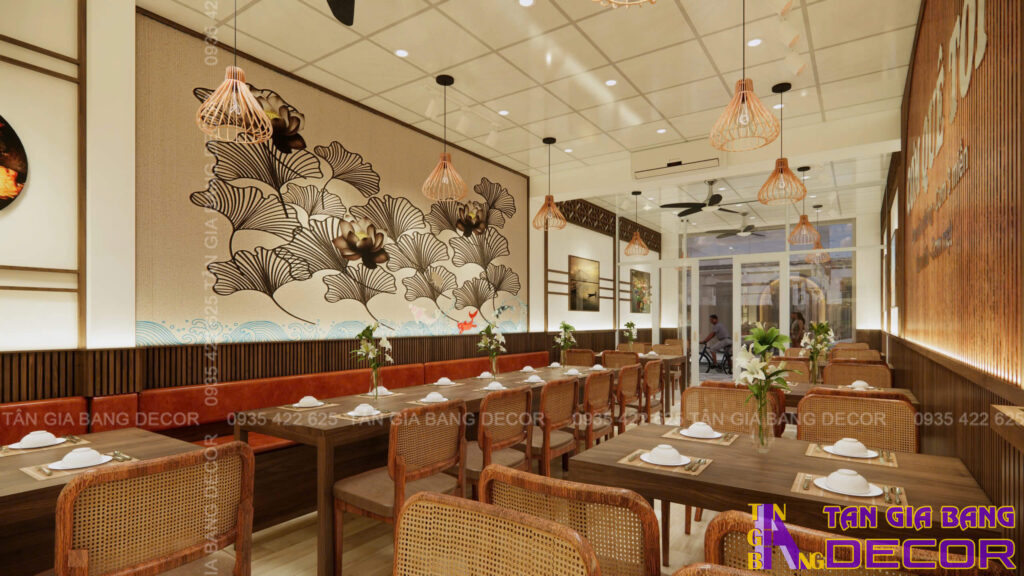 Hai khu vực thiết kế quán Cơm Quê Tôi 50m2 tại Tân Phú