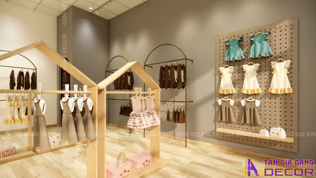 Kệ trưng bày shop thời trang trẻ em Rim