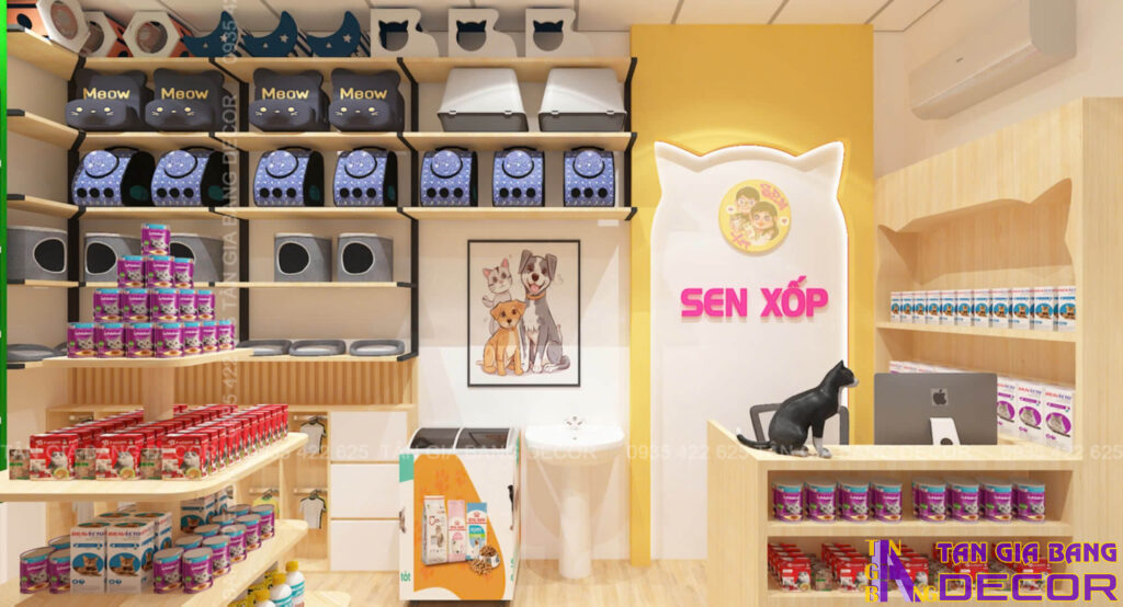 Thiết kế shop thú cưng Sen Xốp 20m2 tại Bình Thạnh 1 Khu vực lễ tân Shop thú cưng Sen Xốp