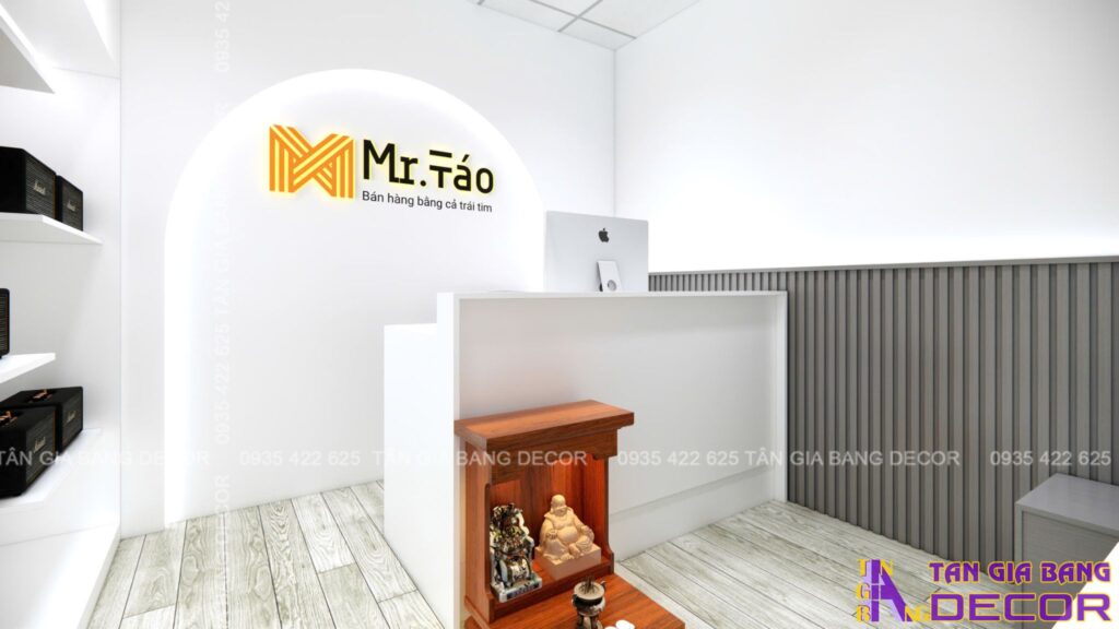 Thiết kế quầy thanh toán shop điện thoại Mr.Táo tại Tân Uyên