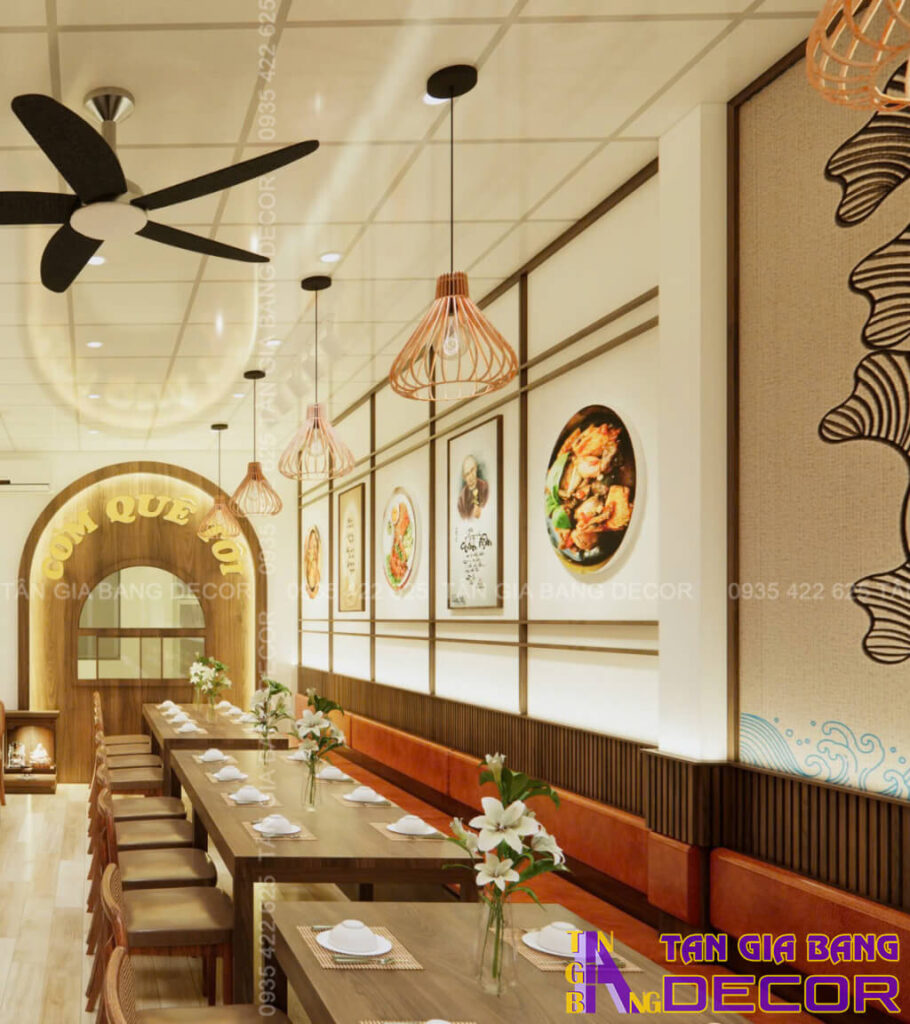 Trang trí không gian quán Cơm Quê Tôi 50m2