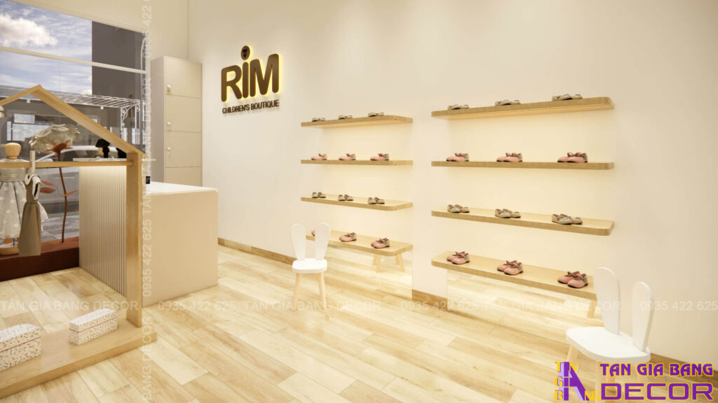 Trang trí tường shop thời trang trẻ em Rim tại Bình Phước
