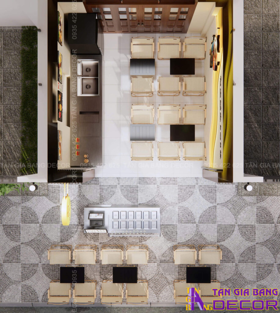 Thiết kế quán trà sữa Lê Na 10m² tại Hội An 4 Bố trí không gian quán trà sữa 10m2 tại Hội An