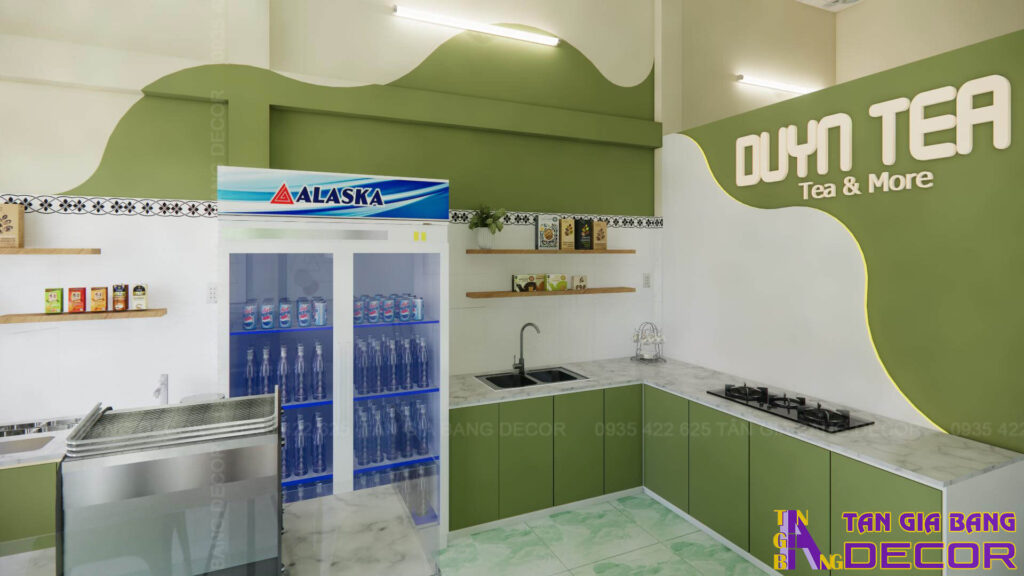 Khu vực bếp quán trà sữa Duyn
