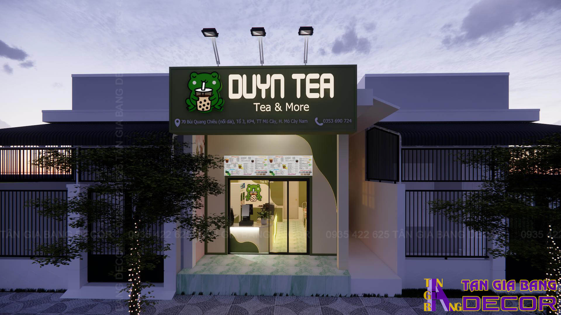 Thiết kế bảng hiệu quán trà sữa DUYN ở Bến Tre