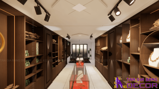 Bố trí ánh sáng shop trầm hương Sao Việt