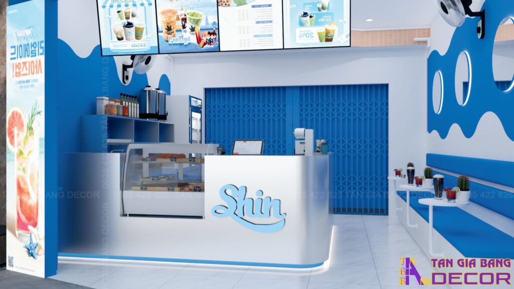Thiết kế quầy pha chế quán trà sữa Shin
