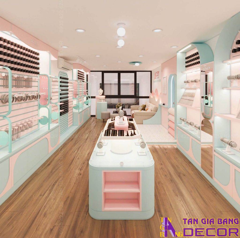 Thiết kế đảo trưng bày shop phụ kiện ACLEY ở TPHCM