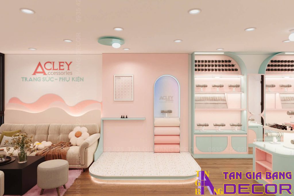 Thiết kế kệ trưng bày shop phụ kiện trang sức ACLEY