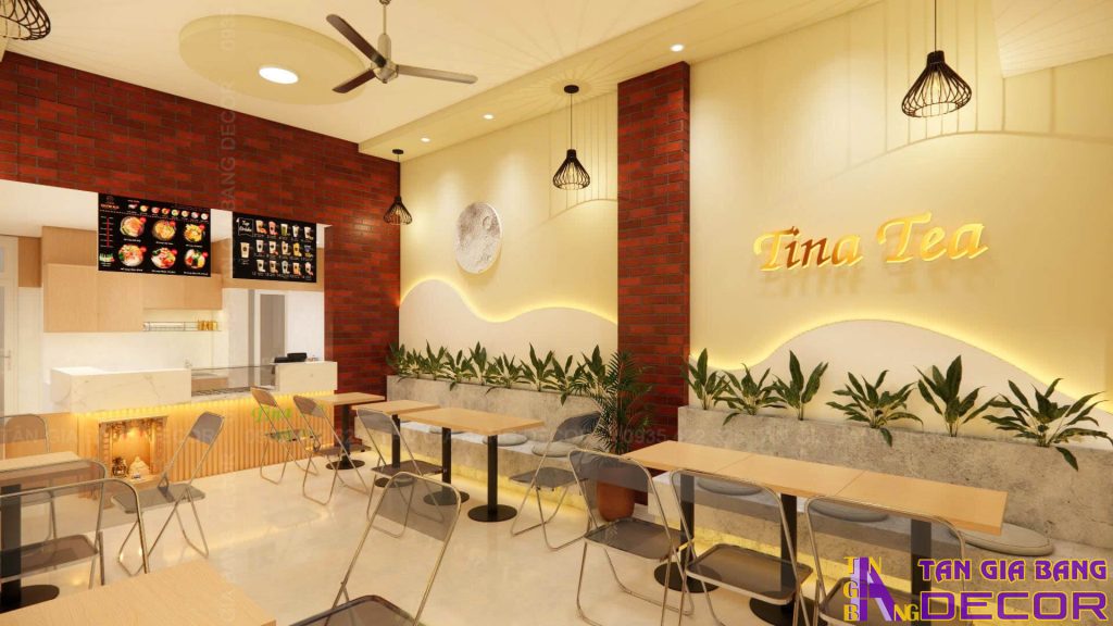 Thiết kế quán trà sữa Tina Tea ở Sóc Trăng 4 Ánh sáng không gian quán trà sữa Tina Tea