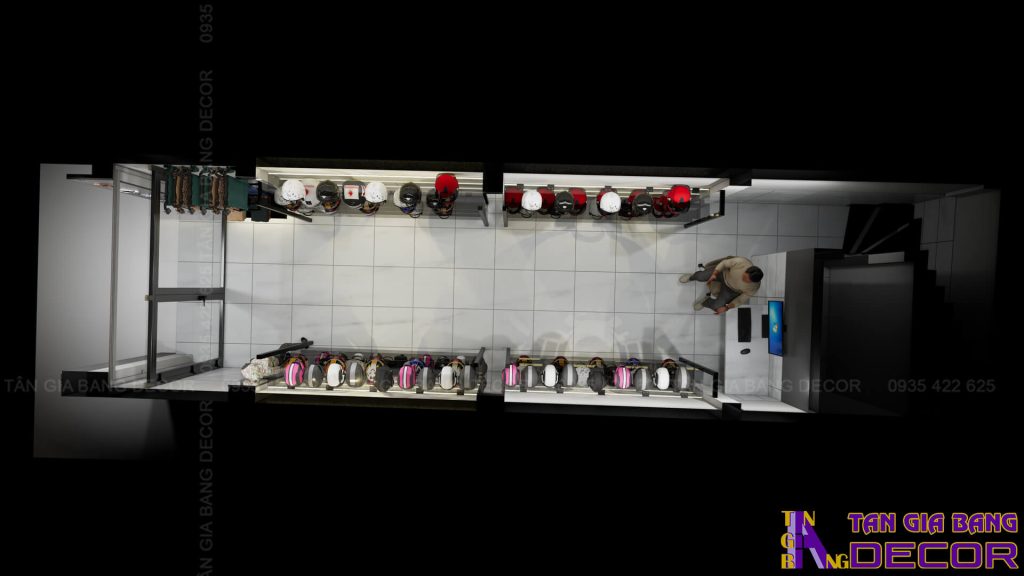 Bố trí không gian shop nón TAS ở Thành Phố Hồ Chí Minh