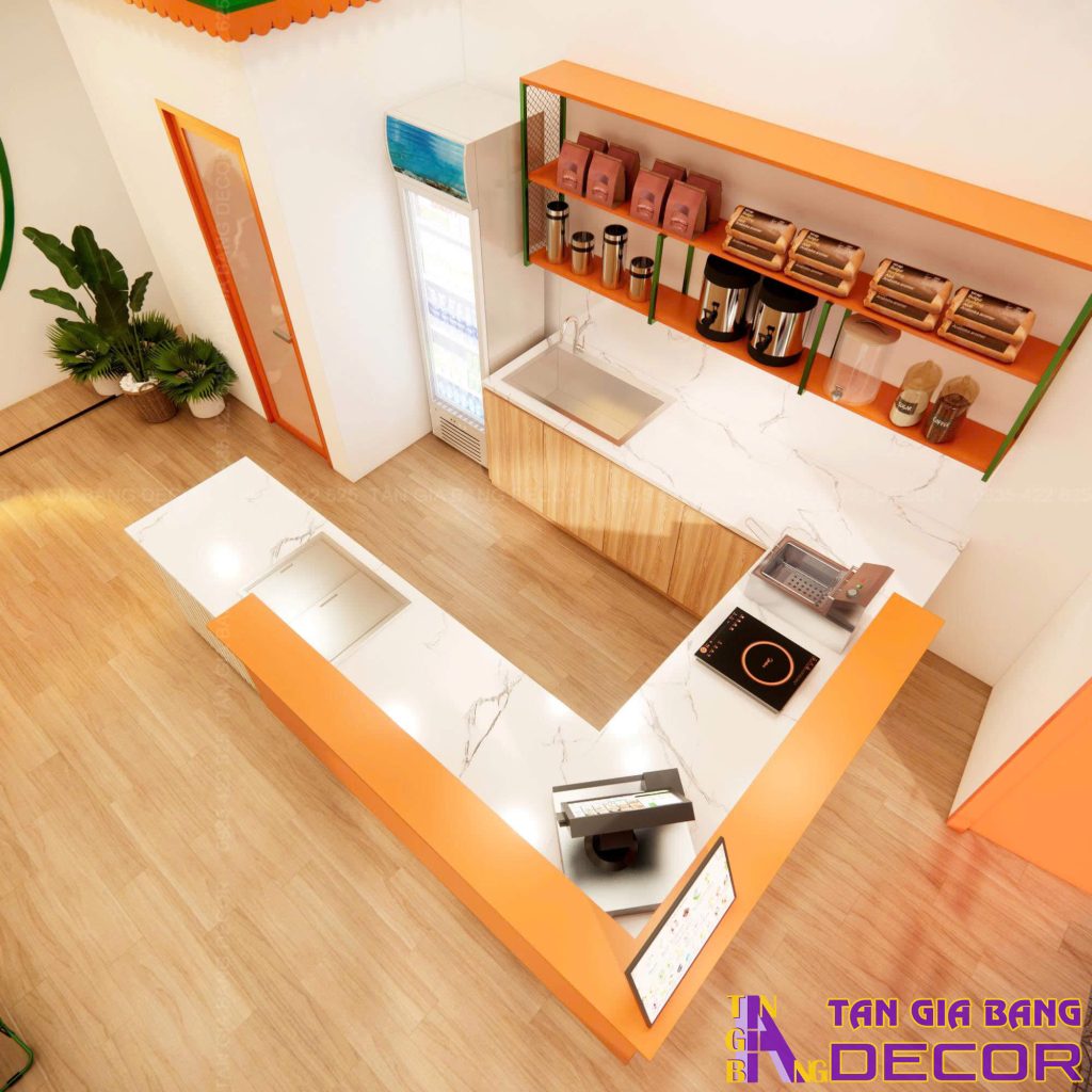 Bố trí quầy pha chế quán trà sữa Mộc Trà tại Gò Dầu