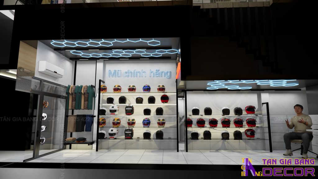 Khu vực trưng bày shop nón bảo hiểm TAS ở Thành Phố Hồ Chí Minh
