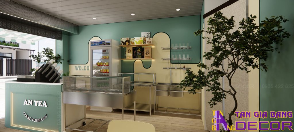 Quầy pha chế quán trà sữa take away An tea ở Thủ Đức