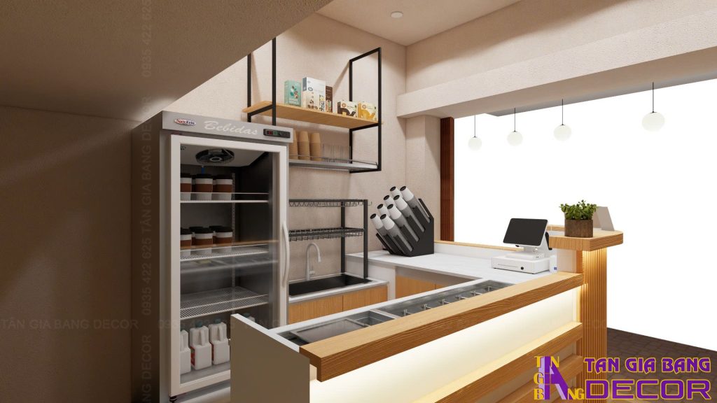 Thiết kế và thi công trà sữa Ú Nu tại Quận 3 1 Quầy pha chế quán trà sữa Ú Nu ở Quận 3