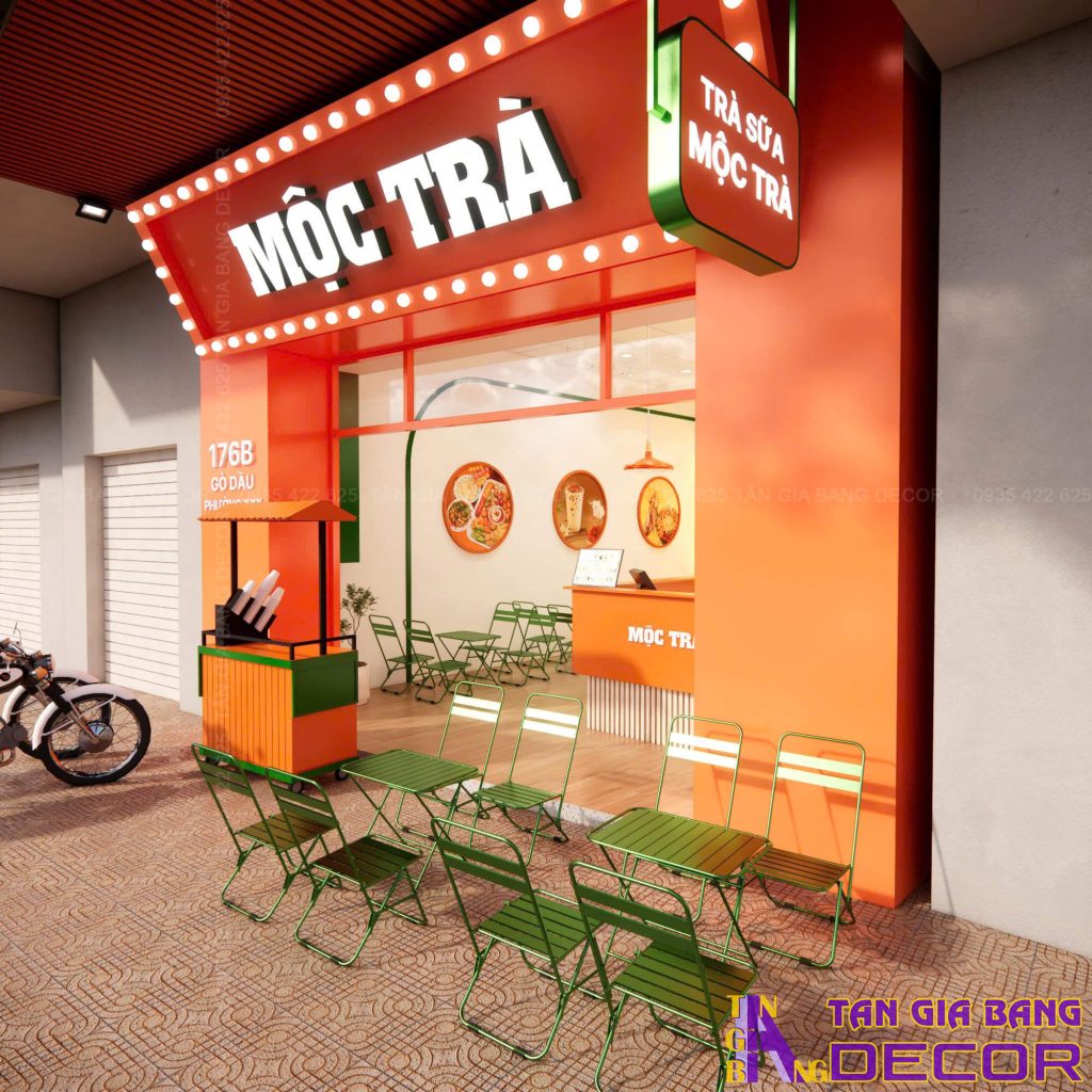 Thiết kế bàn ghế quán trà sữa Mộc Trà