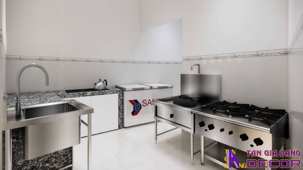 Thiết kế quầy bếp tiệm bánh mì và xôi Chị Ba