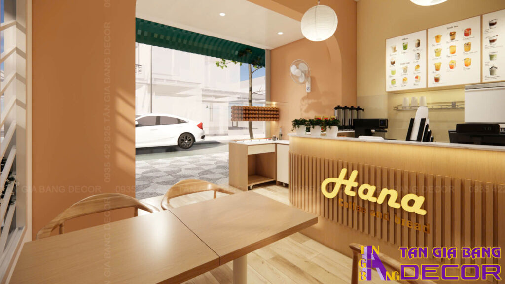 Thiết kế quầy order quán trà sữa Hana