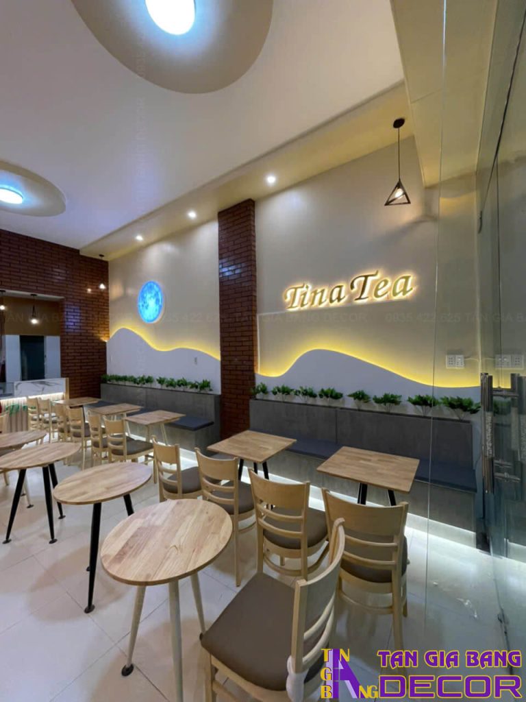 Thiết kế quán trà sữa Tina Tea ở Sóc Trăng 10 Hoàn thiện bố trí bàn ghế quán trà sữa Tina Tea ở Sóc Trăng