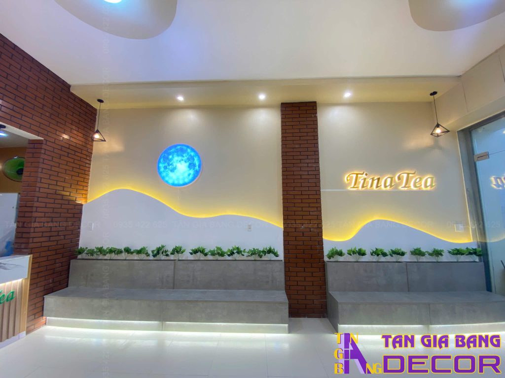 Thiết kế quán trà sữa Tina Tea ở Sóc Trăng 8 Hoàn thiện tường quán trà sữa Tina Tea ở Sóc Trăng