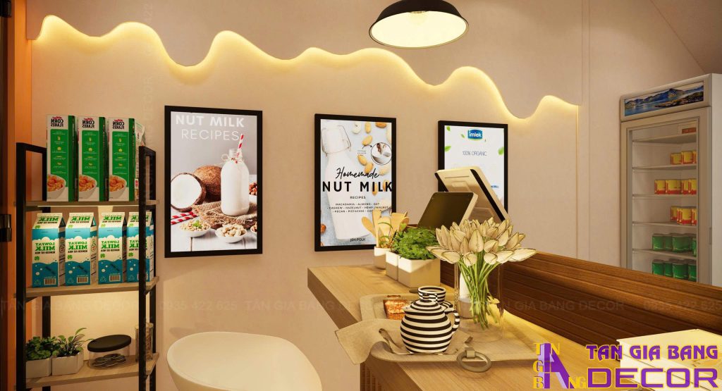 Lựa chọn tone màu chủ đạo cho quán sữa hạt Om