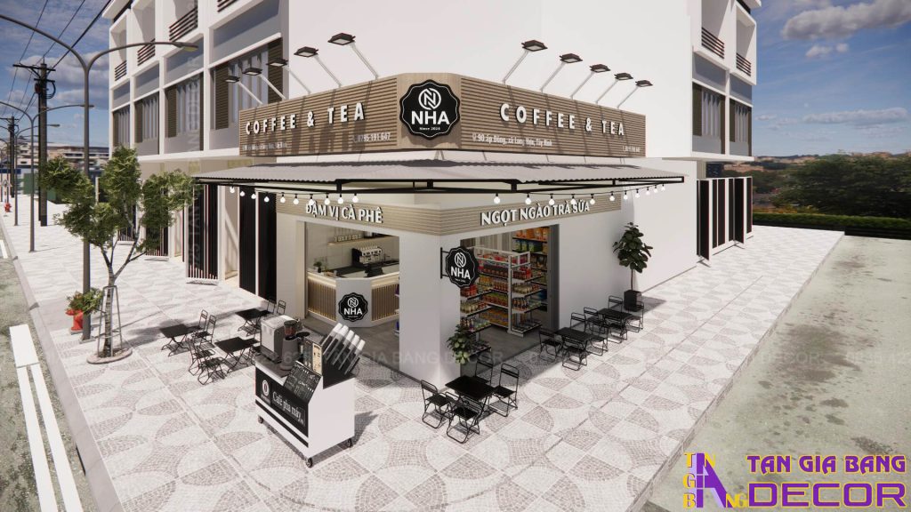 Thiết kế bảng hiệu quán cafe Nha 22m2