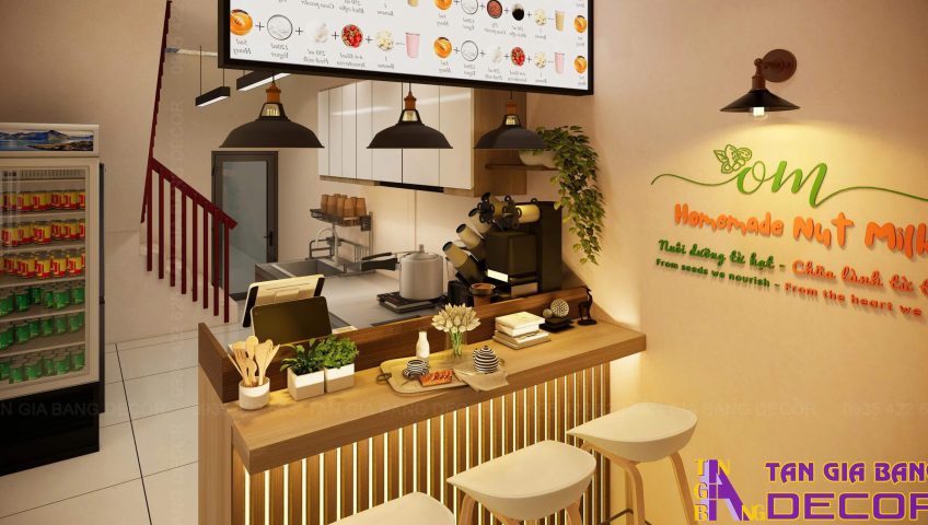 Thiết kế quán sữa hạt Om tại Quận 3