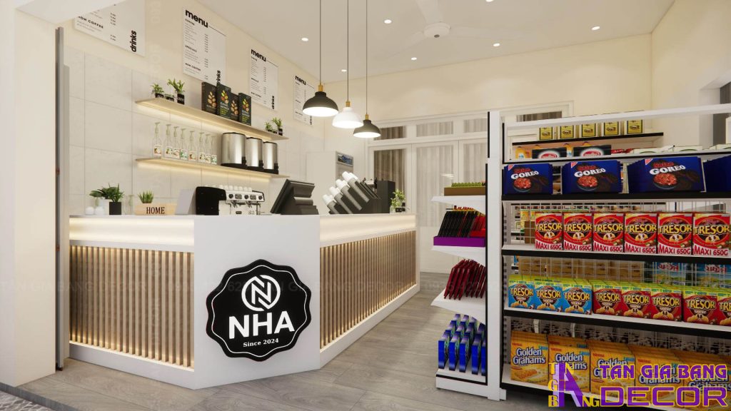 Thiết kế quầy order quán cafe Nha tại Tây Ninh
