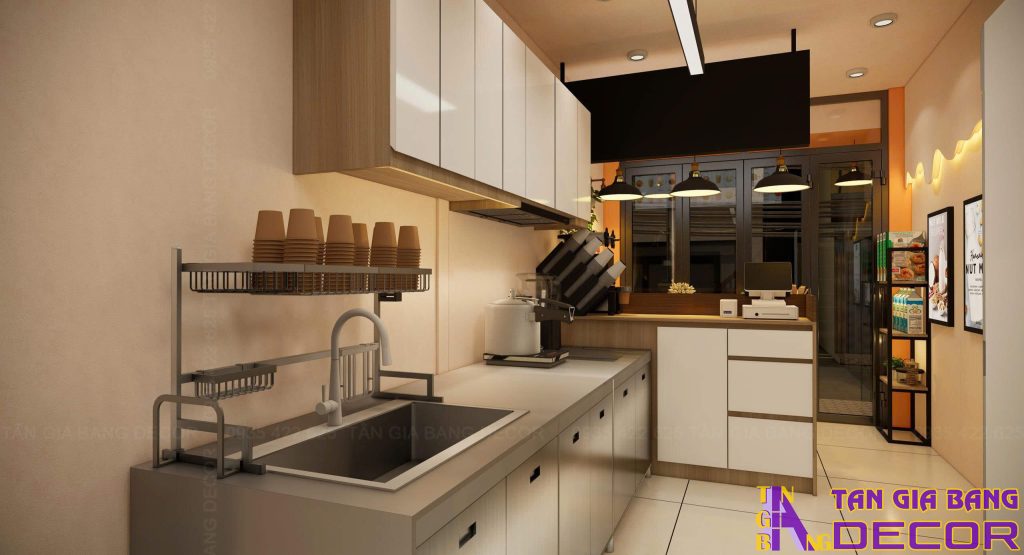 Thiết kế quầy pha chế quán sữa hạt Om tại Quận 3