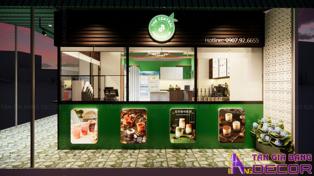 Trưng bày menu quán trà trái cây The Central
