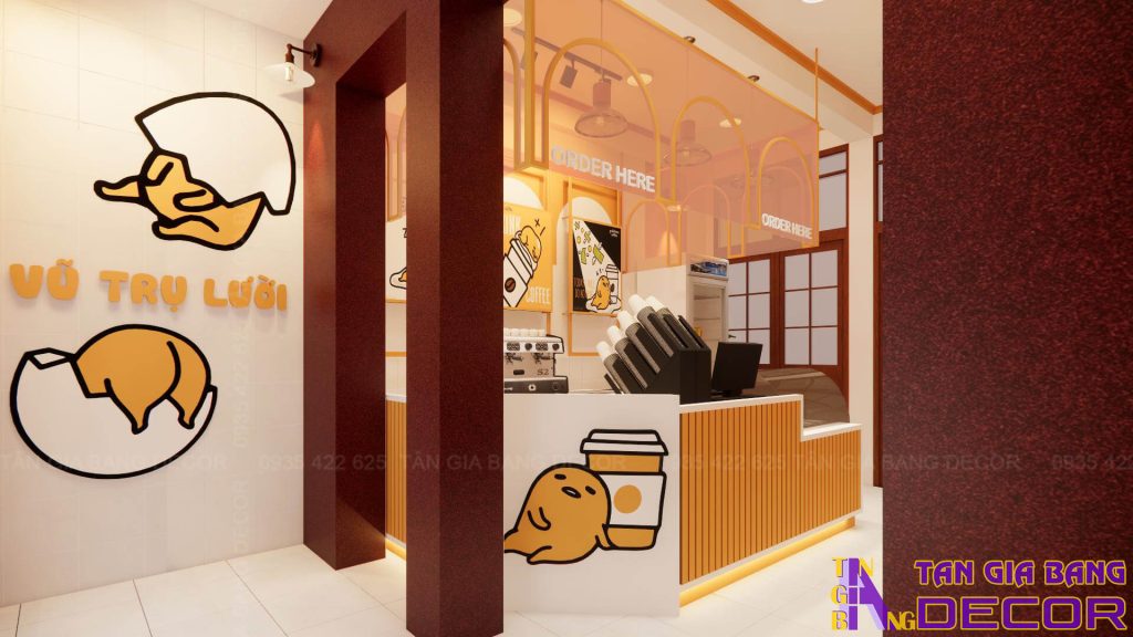 Decor không gian quán trà sữa Trứng Lười