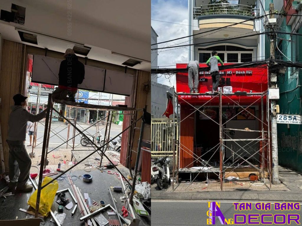 Thiết kế quán bánh mì Xích Ký màu đỏ hiện đại 3 Hoàn thiện tiệm bánh mì Xích Ký tại Quận 7