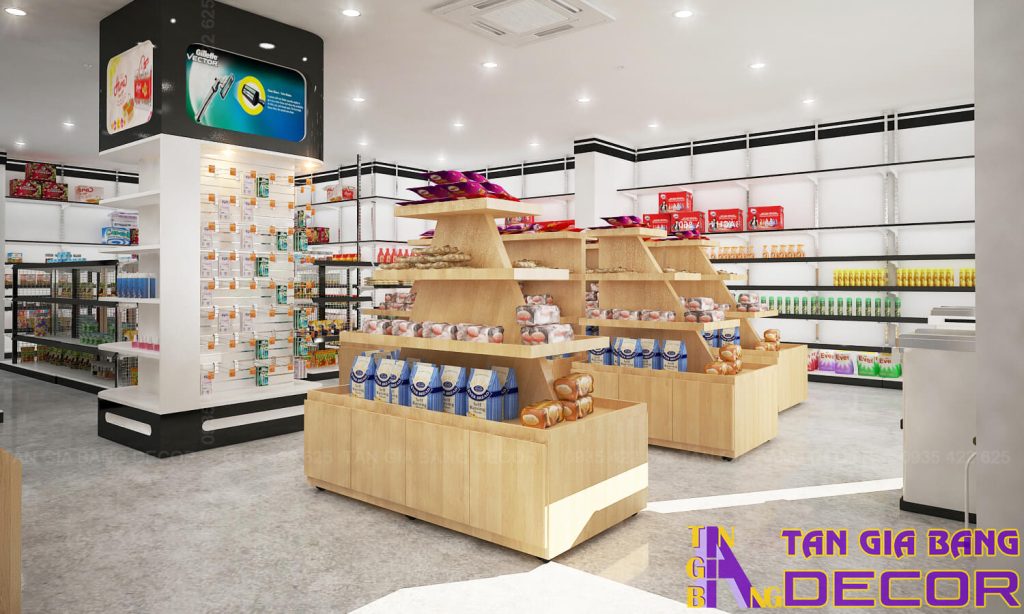 Kệ trưng bày sản phẩm siêu thị mini bách hoá 360