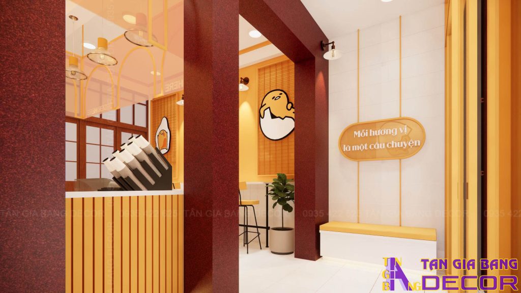 Không gian chờ quán trà sữa Trứng Lười