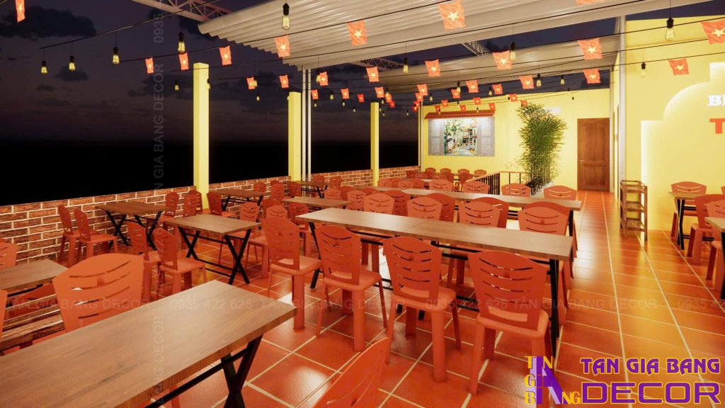 Thiết kế quán bia hơi Hà Nội Tân Phủi ở Gò Vấp 6 Không gian tầng trên quán bia hơi Hà Nội Tân Phủi
