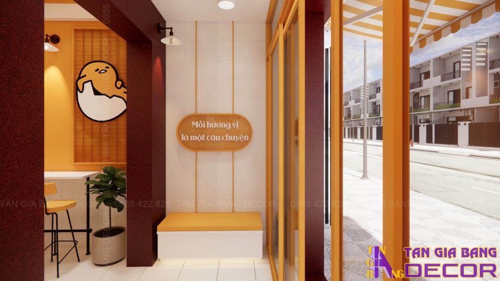 Khu vực chờ quán trà sữa Trứng Lười
