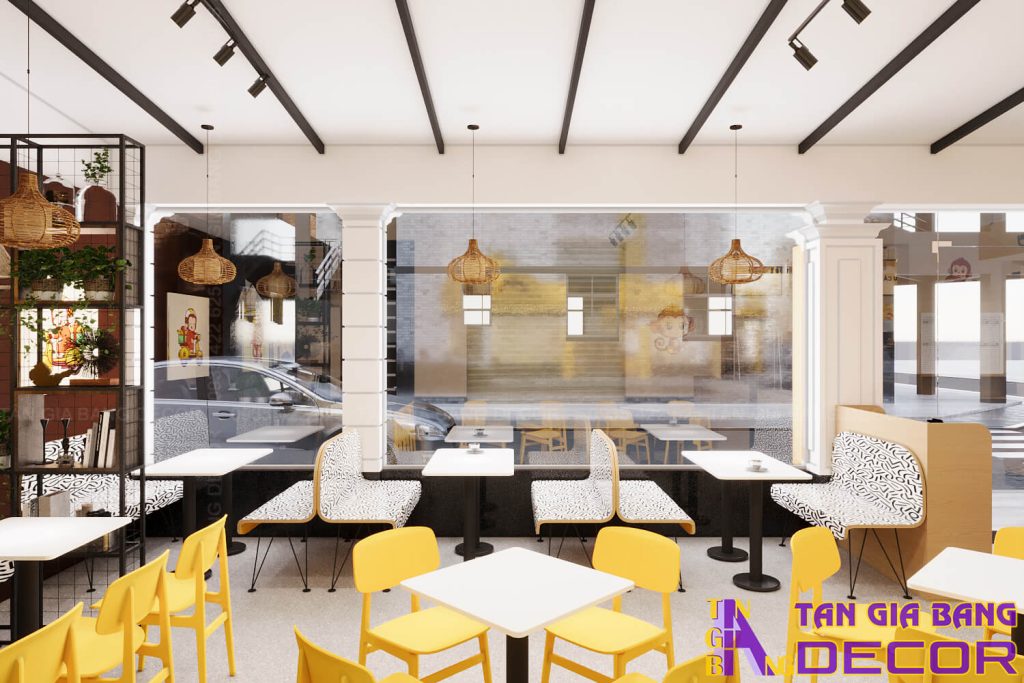 Khu vực ngồi cafe trong siêu thị mini 911
