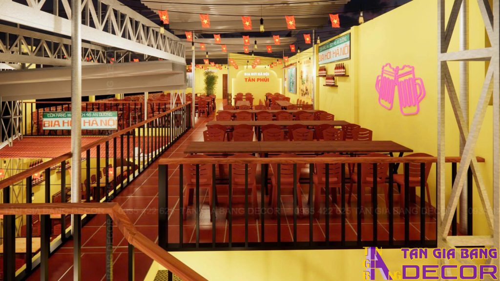Thiết kế quán bia hơi Hà Nội Tân Phủi ở Gò Vấp 9 Khu vực tầng trên quán bia hơi Hà Nội Tân Phủi