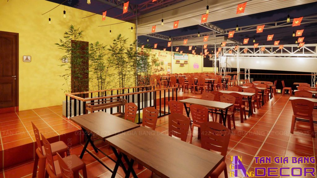 Thiết kế quán bia hơi Hà Nội Tân Phủi ở Gò Vấp 14 Thiết kế không gian tầng trên quán bia hơi Hà Nội Tân Phủi