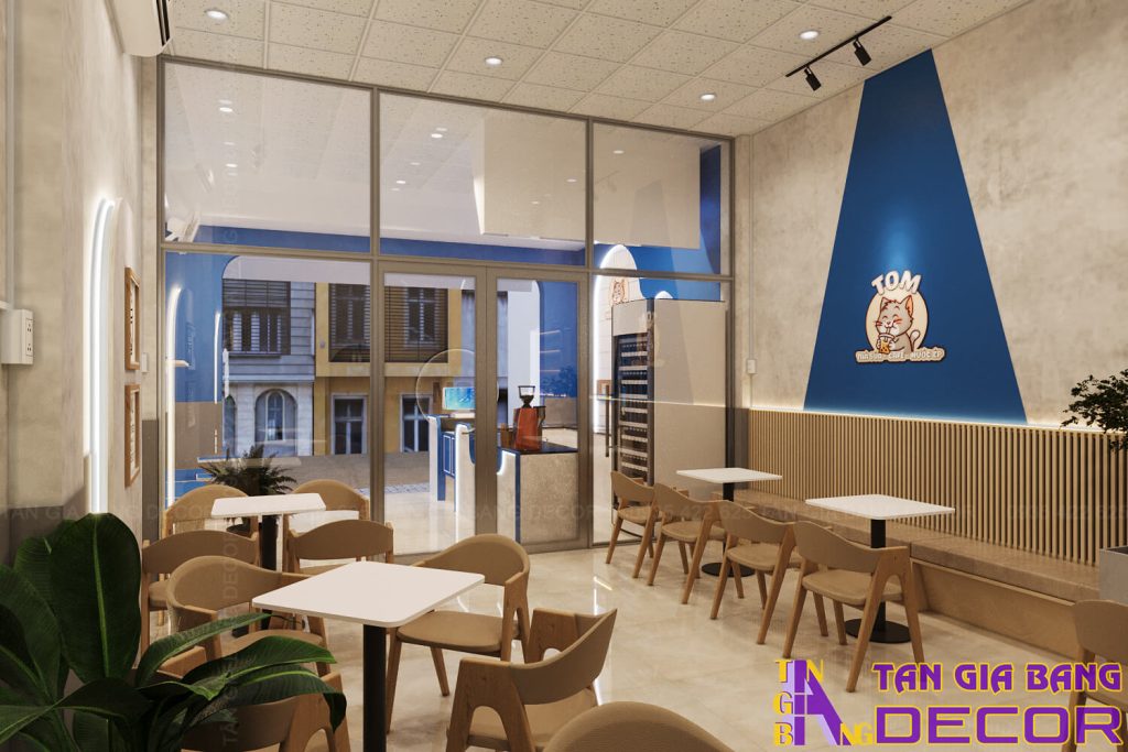 Thiết kế nội thất quán trà sữa TOM