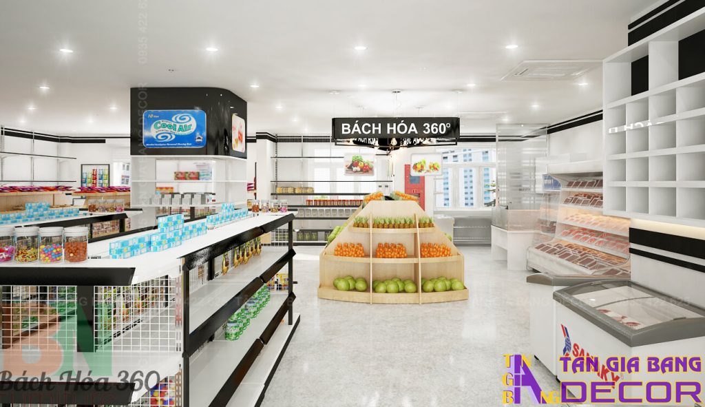 Thiết kế nội thất siêu thị mini bách hoá 360