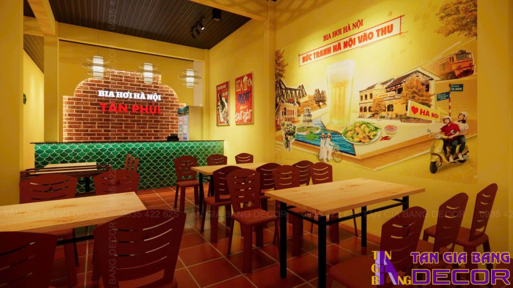 Thiết kế quầy order quán bia hơi Hà Nội Tân Phủi