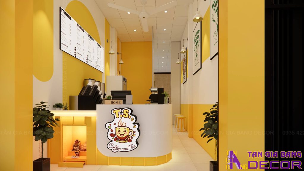 Thiết kế quầy order quán trà sữa take away T.S
