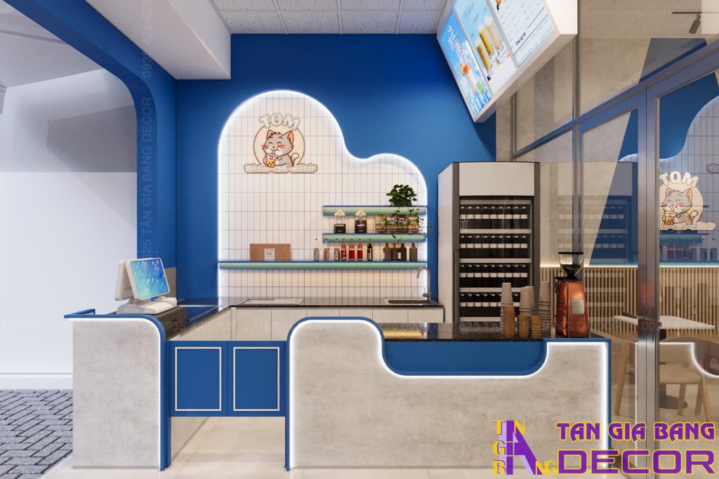 Thiết kế quầy order quán trà sữa TOM