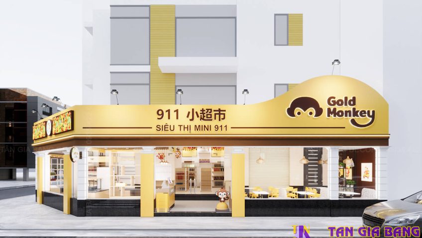 Thiết kế siêu thị mini kết hợp cafe 911 tại Thủ Đức