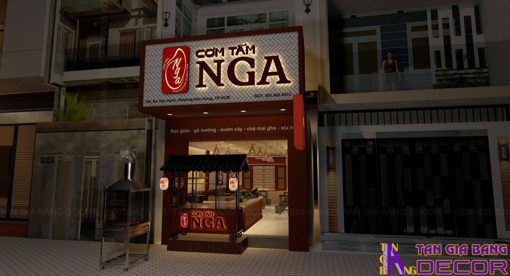 Bảng hiệu quán cơm tấm Nga sư vạn hạnh