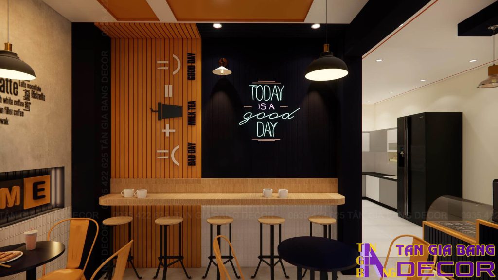 Decor tường quán cà phê Gạo ở Bình Thạnh
