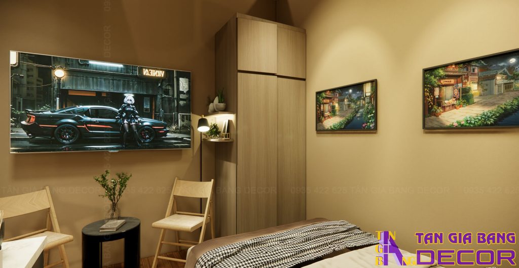 Nội thất phòng đơn tối giản khách sạn Diễm Trang ở Ninh Thuận