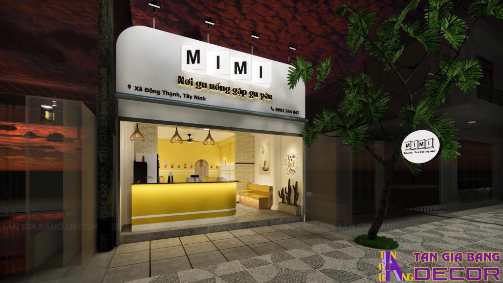 Thiết kế bảng hiệu quán trà sữa MIMI ở Tây Ninh