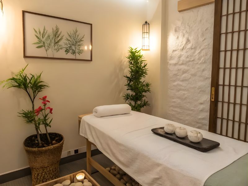 Bố trí hệ thống ánh sáng spa gội đầu dưỡng sinh mini 